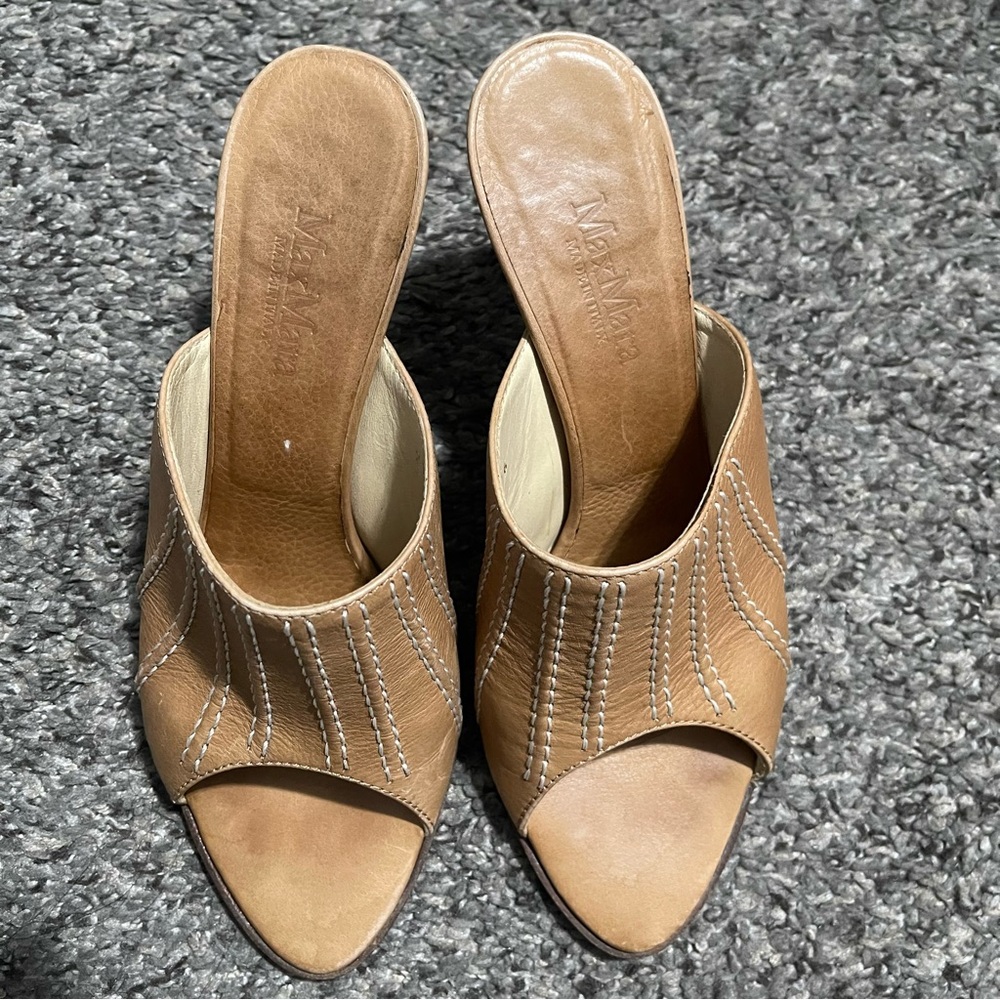 MaxMara Song Top Stitch Slide Heels Size 6 - Picture 4 of 14